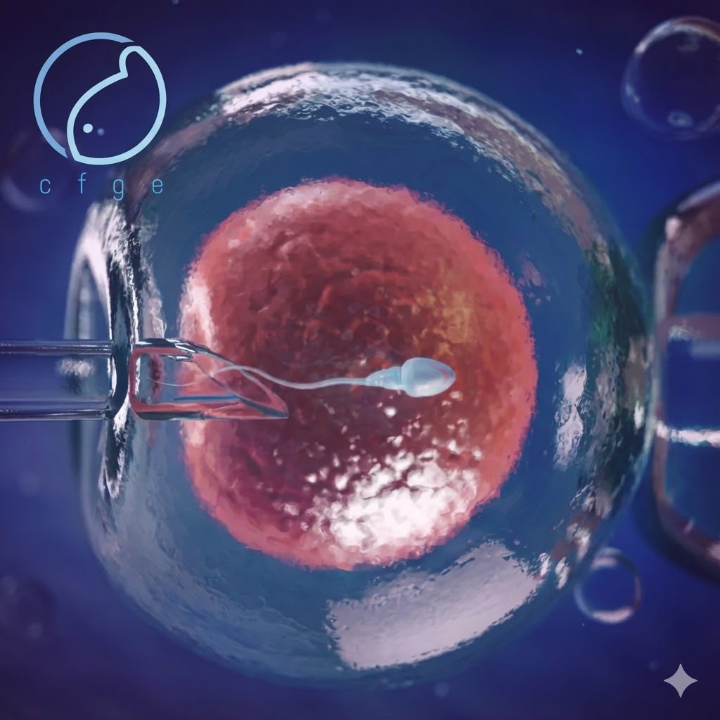 Procedimento de ICSI - Fertilização in vitro com tecnologia de ponta e logo da Clínica Saboya